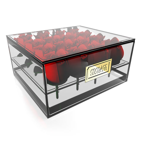 Square Acrylic Flower Box with Drawer - 48 Roses