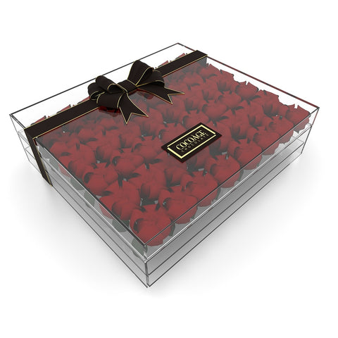 Square Acrylic Flower Box with Drawer - 48 Roses 