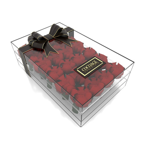 Square Acrylic Flower Box with Drawer - 48 Roses 